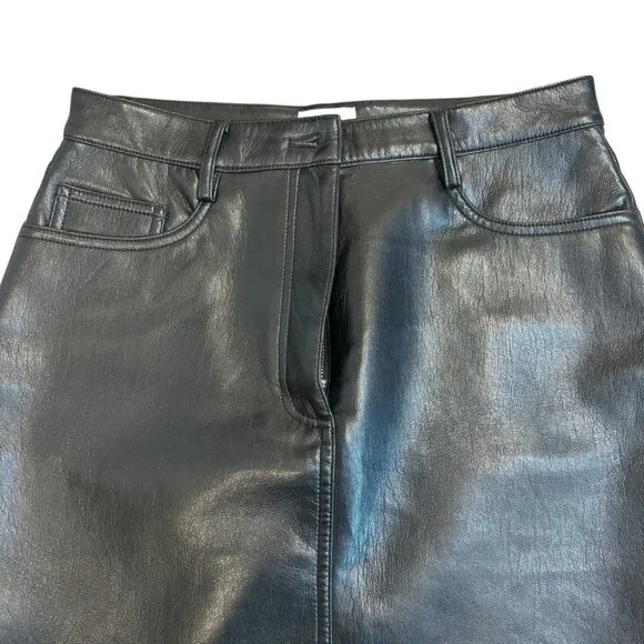 Aritzia Wilfred Dakota Black Vegan Leather Mini Skirt Size 4 - Picture 8 of 8